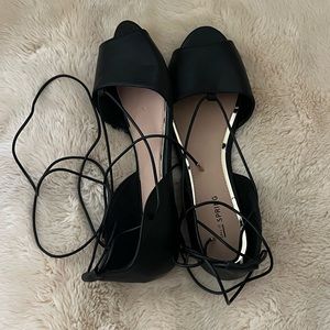 Call It Spring Brand New With Box Women’s black ankle wrap sandals PU Size 10